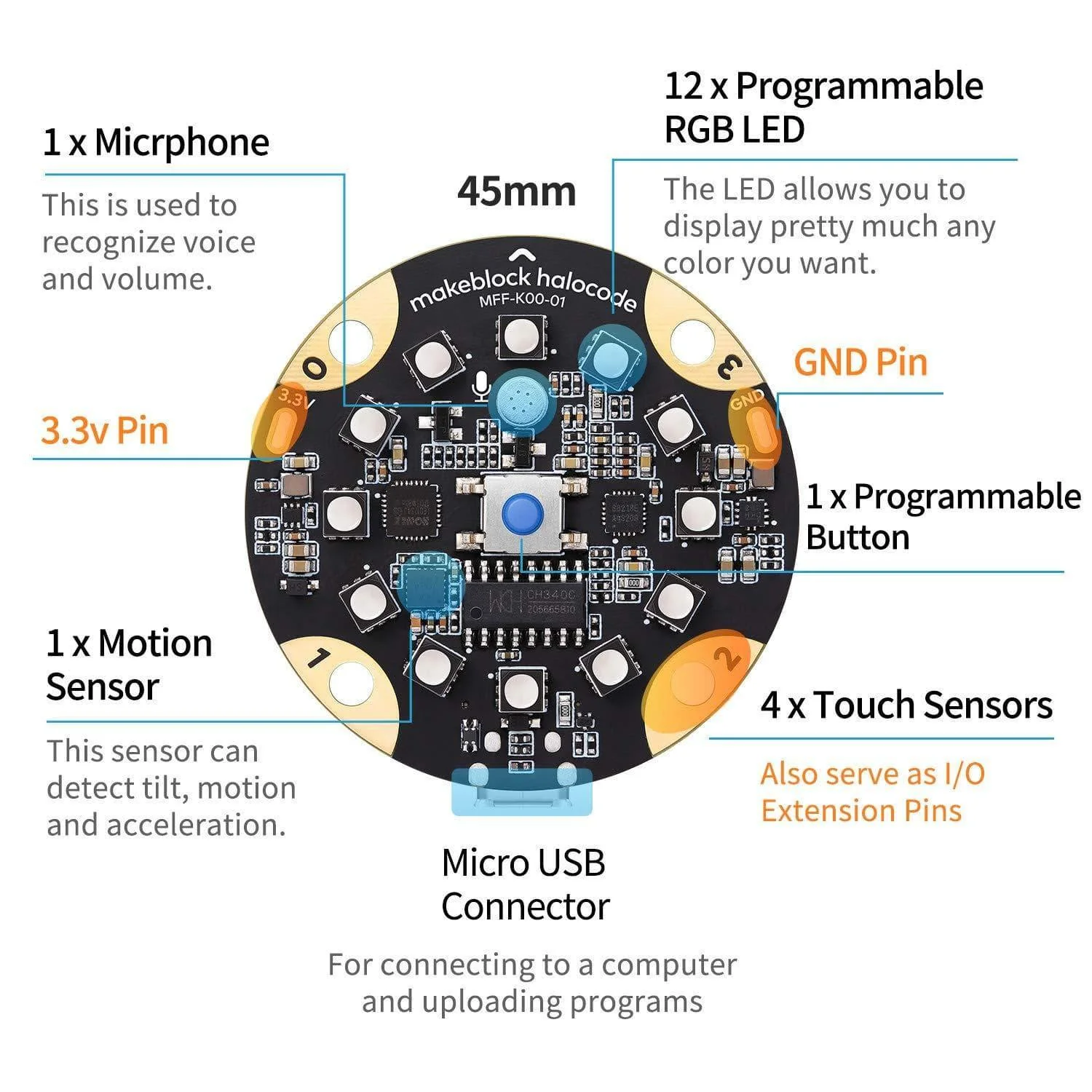Makeblock HaloCode: Wireless Single Board Computer for Beginners to Learn Programming - Image 2
